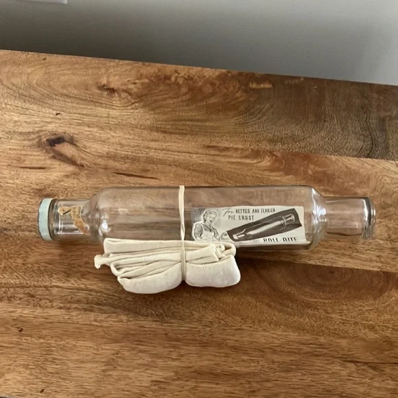 Vintage 1950s Rol-Rite Glass Rolling Dough Pin w Recipe Card Good Housekeeping - Picture 3 of 12